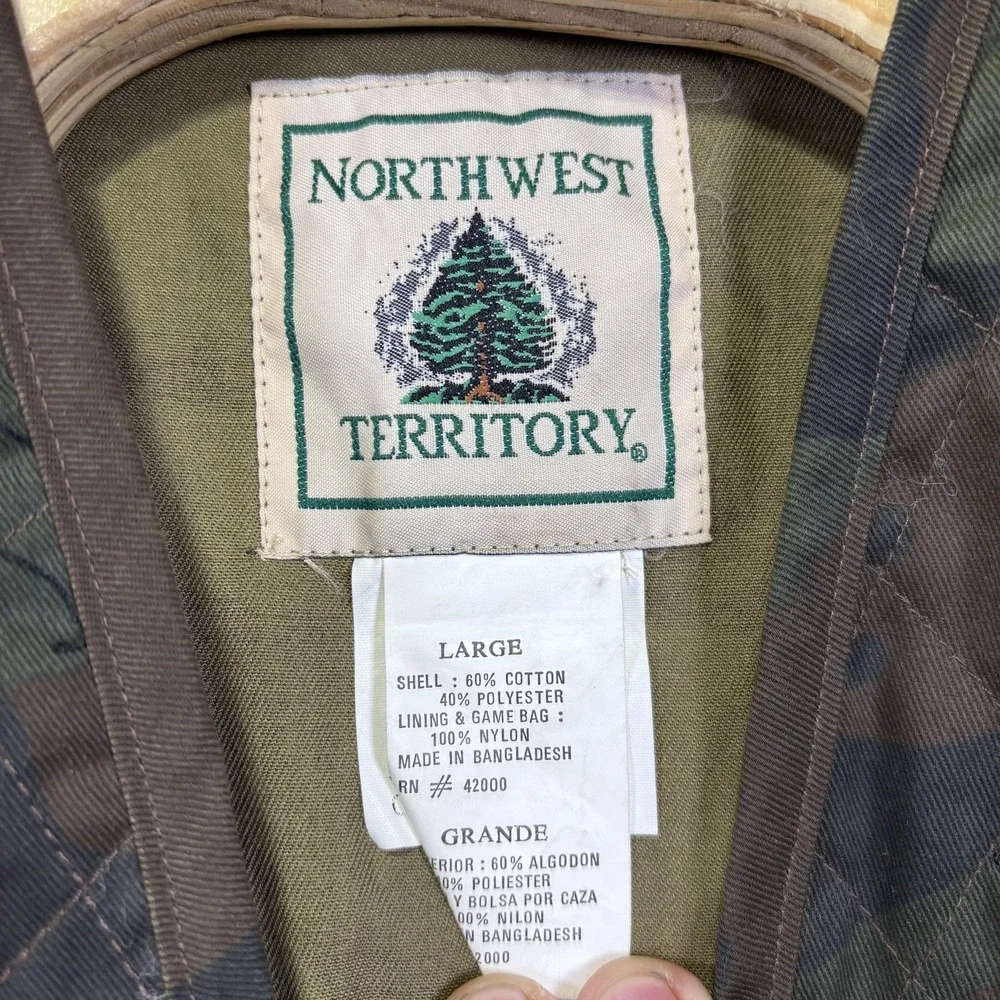 Vintage 90s Northwest Territory Vest Mens Large Green Camo Full Zip Hunting Duck